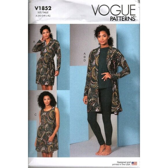 Vogue V1852 Misses XS to XL Robe, Pants, Dress and Top Uncut Sewing Pattern - Picture 1 of 2